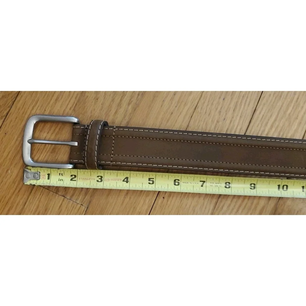 RealTree Belt Mens Size 32 Brown Leather Casual Double Stitched 1.5